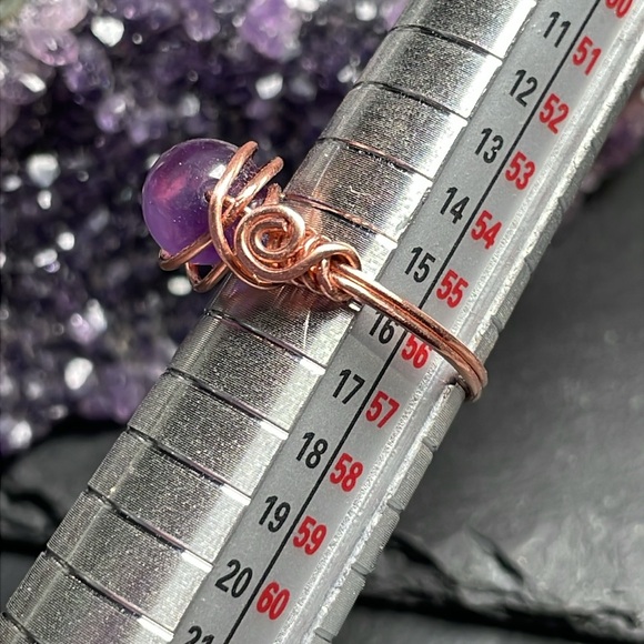 Artisan Amethyst Copper Wire Wrapped Ring - Picture 14 of 16